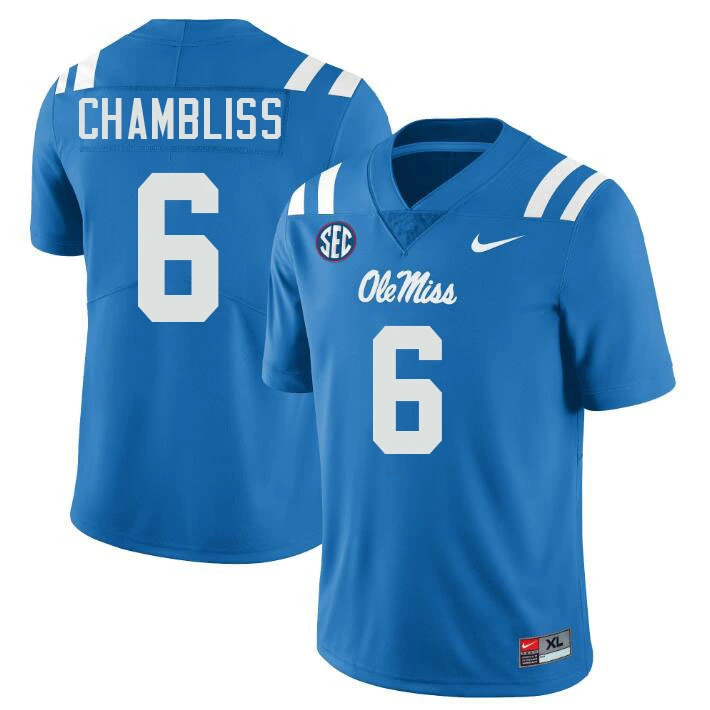 Ole Miss Rebels #6 Trinidad Chambliss Blue College Football Game Jersey