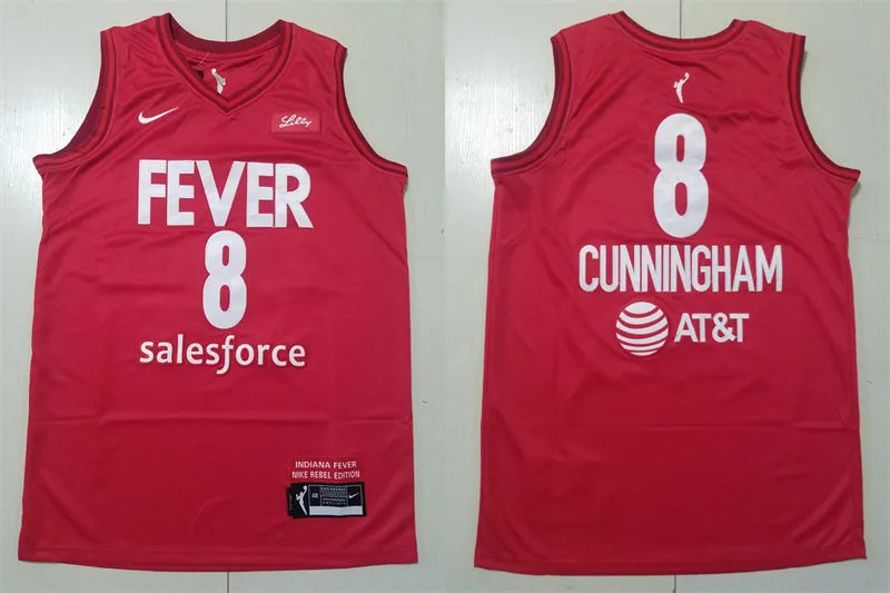 Mens Indiana Fever #8 Sophie Cunningham Red Rebel Edition Victory Player Jersey
