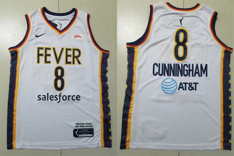 Mens Indiana Fever #8 Sophie Cunningham White Edition Jersey