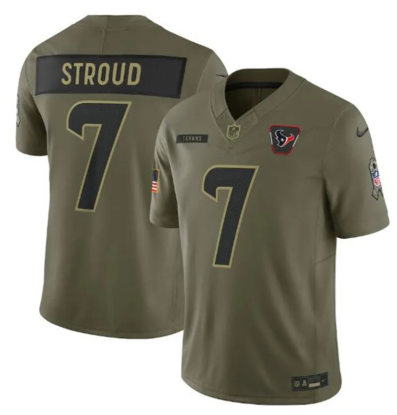 Mens Houston Texans #7 C.J. Stroud Nike 2025 Salute to Service Limited Jersey - Olive