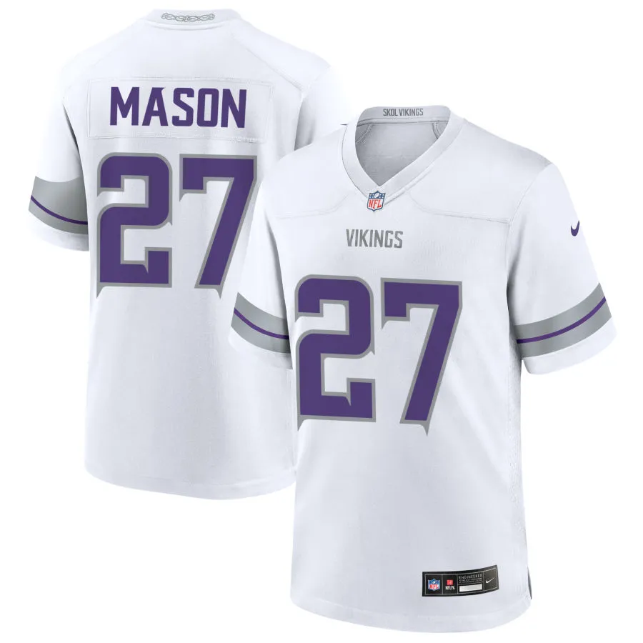 Men's Minnesota Vikings #27 Jordan Mason Nike White Alternate Vapor F.U.S.E. Winter Warrior Limited Jersey