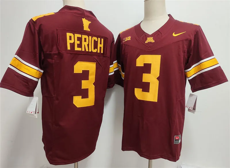 Mens Minnesota Golden Gophers #3 Koi Perich 2025 Maroon Nike F.U.S.E. limited College Football Game Jersey