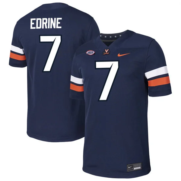 Virginia Cavaliers #7 Jahmal Edrine Navy 2025 Football Game Jersey