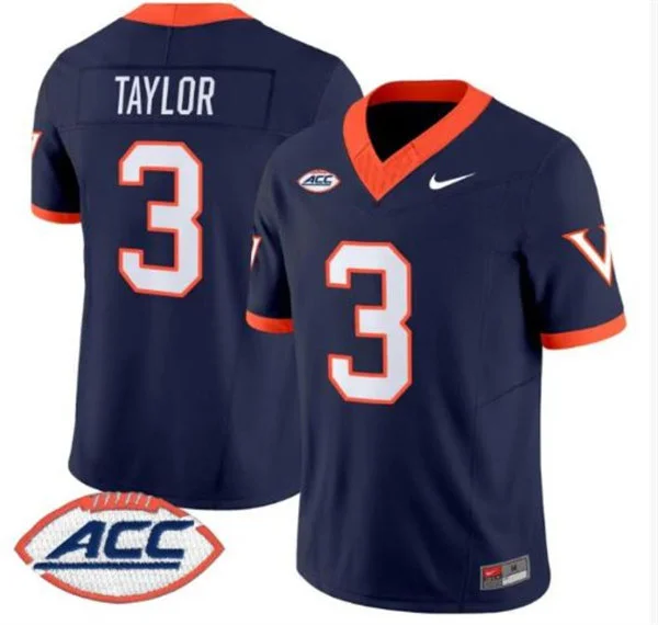 Virginia Cavaliers #3 J'Mari Taylor Navy 1995 Throwback Football Jersey