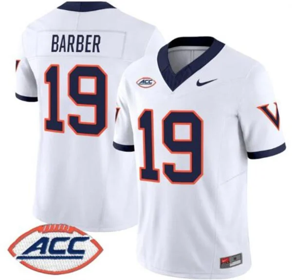 Virginia Cavaliers Retired Player #19 Rond Barber White 1995 Throwback Football Jersey