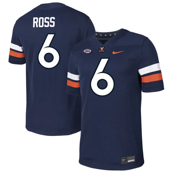 Virginia Cavaliers #6 Cam Ross Navy 2025 Football Game Jersey