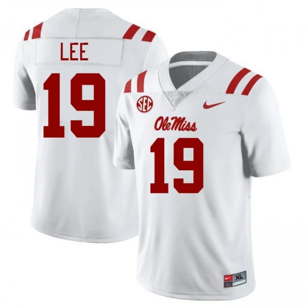 Ole Miss Rebels #19 Cayden Lee White Red College Football Game Jersey