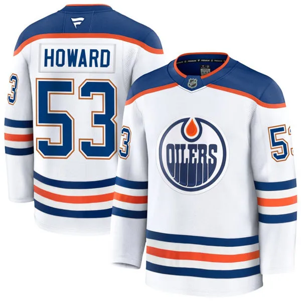 Men's Edmonton Oilers #53 Isaac Howard Fanatics Away White Player Jersey