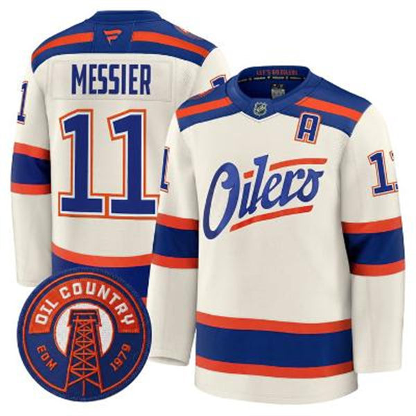 Men's Edmonton Oilers Retired Player #11 Mark Messier Cream Alternate Oil Country Jersey