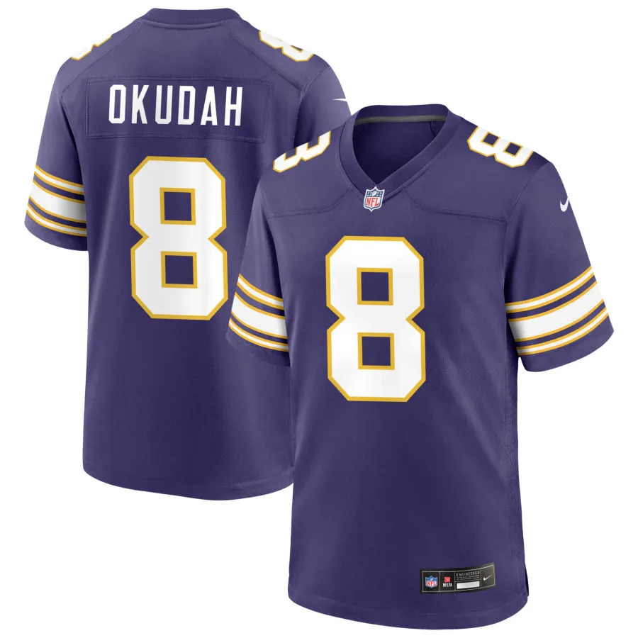 Men's Minnesota Vikings #8 Jeff Okudah Nike Purple Classic F.U.S.E. Limited Jersey