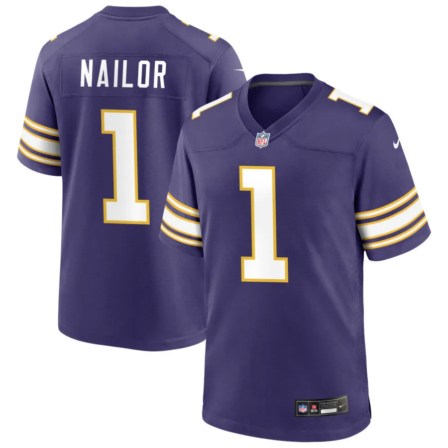 Men's Minnesota Vikings #1 Jalen Nailor Nike Purple Classic F.U.S.E. Limited Jersey