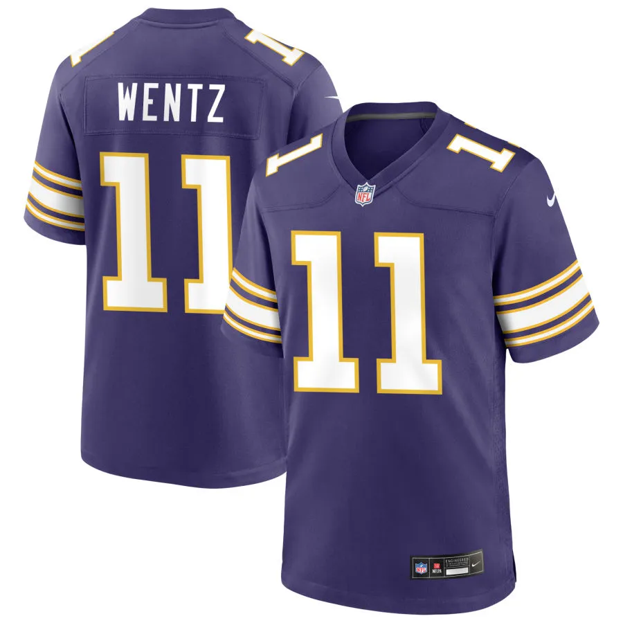 Men's Minnesota Vikings #11 Carson Wentz Nike Purple Classic F.U.S.E. Limited Jersey