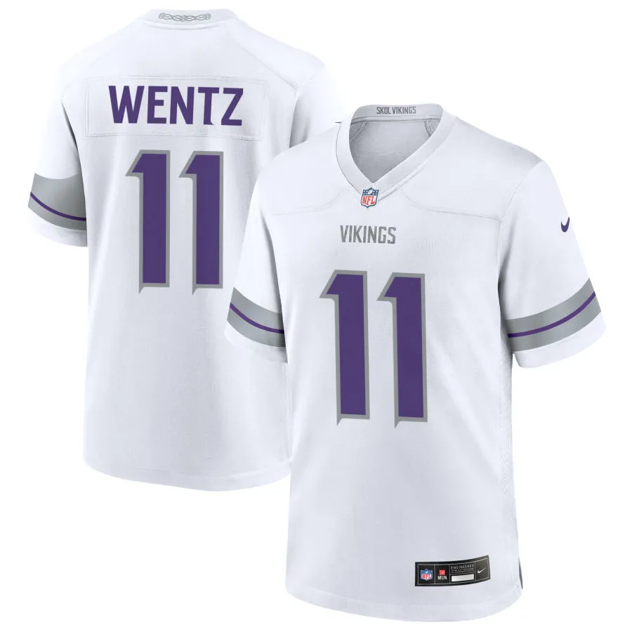 Men's Minnesota Vikings #11 Carson Wentz Nike White Alternate Vapor F.U.S.E. Winter Warrior Limited Jersey