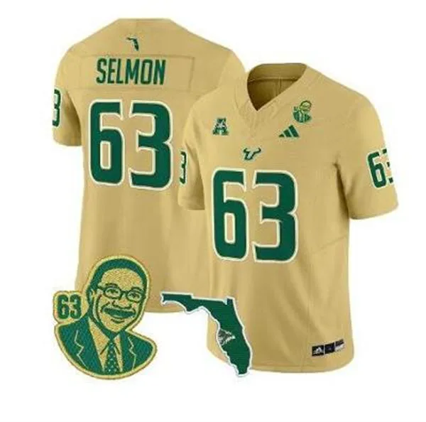 South Florida Bulls #63 Lee Roy Selmon 2025 Gold Football Game Jersey