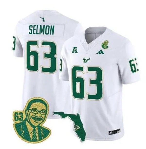 South Florida Bulls #63 Lee Roy Selmon 2025 White Football Game Jersey
