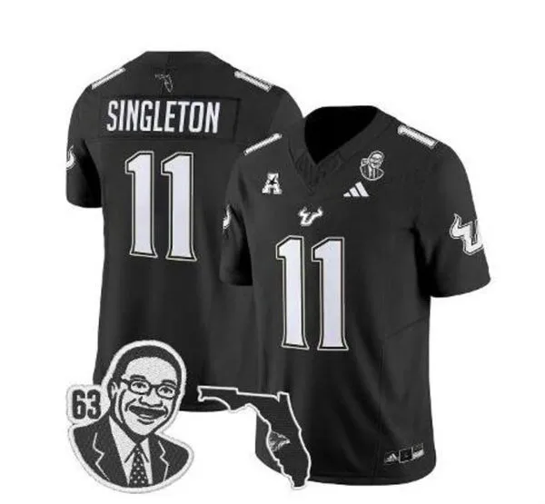 South Florida Bulls #11 Keshaun Singleton 2025 Black Football Game Jersey