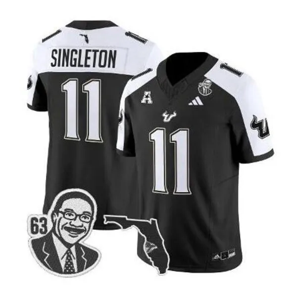 South Florida Bulls #11 Keshaun Singleton Black White Gratitude Limited Football Jersey