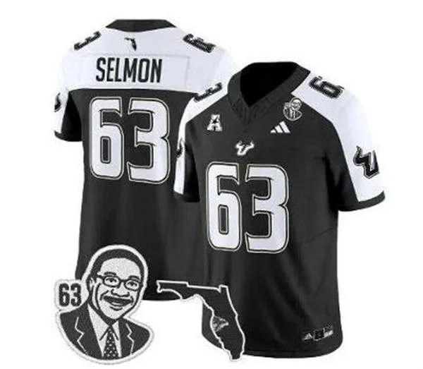 South Florida Bulls #63 Lee Roy Selmon Black White Gratitude Limited Football Jersey