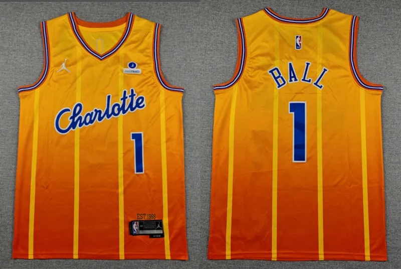 Men's Charlotte Hornets #1 LaMelo Ball Orange 2025-26 City Edition Swingman Jersey