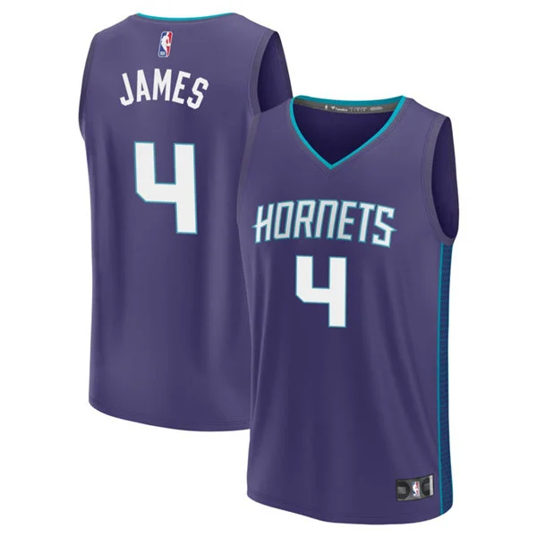 Men's Charlotte Hornets #4 Sion James Purple Statement Edition Swingman Jersey