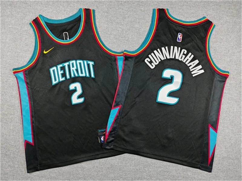 Youth Detroit Pistons #2 Cade Cunningham Charcoal 2025-26 City Edition Jersey