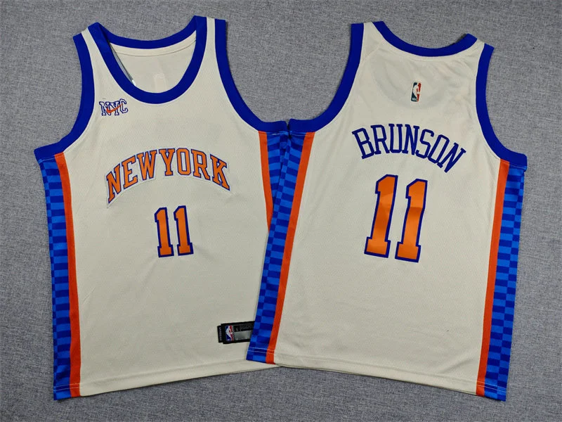 Youth New York Knicks #11 Jalen Brunson Cream 2025-26 City Edition Jersey