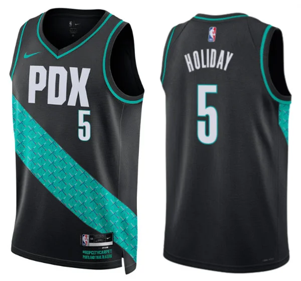 Mens Portland Trail Blazers #5 Jrue Holiday Black 2025-26 City Edition Swingman Jersey 