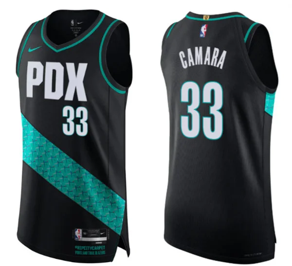 Mens Portland Trail Blazers #33 Toumani Camara Black 2025-26 City Edition Swingman Jersey