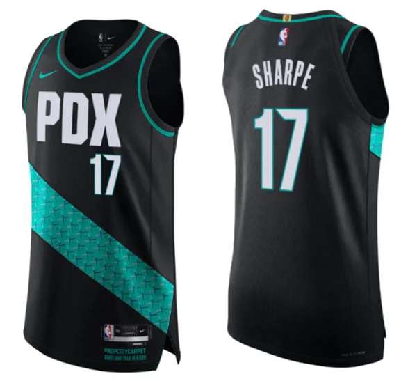 Mens Portland Trail Blazers #17 Shaedon Sharpe Black 2025-26 City Edition Swingman Jersey