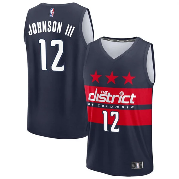 Mens Washington Wizards #12 Tre Johnson III Navy Statement Edition Swingman Jersey