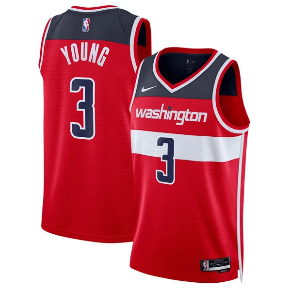 Mens Washington Wizards #3 Trae Young Red Nike Icon Edition Swingman Jersey