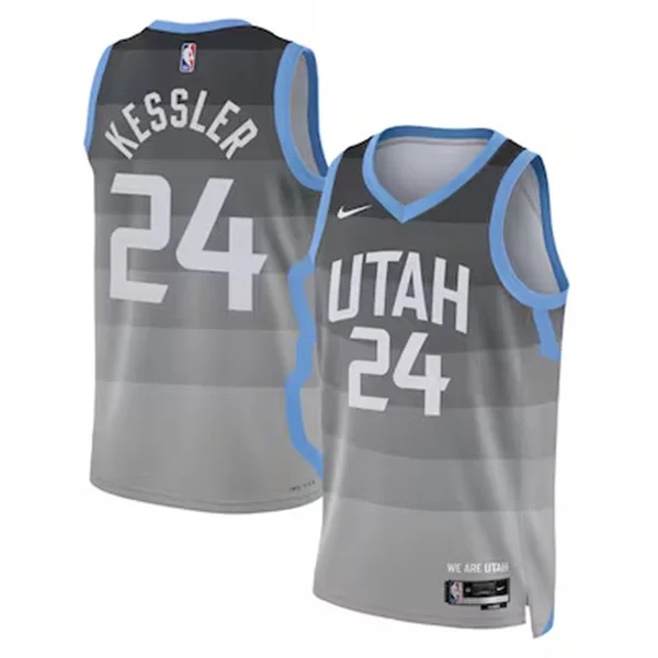 Mens Utah Jazz #24 Walker Kessler Nike 2025-26 Gray City Edition Swingman Jersey
