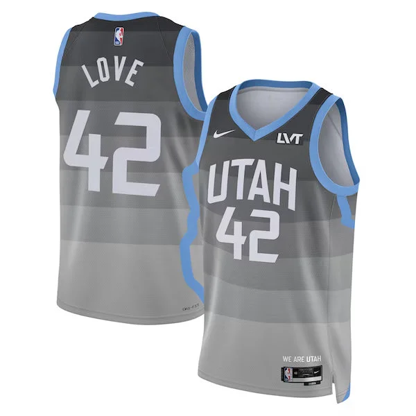 Mens Utah Jazz #42 Kevin Love Nike 2025-26 Gray City Edition Swingman Jersey