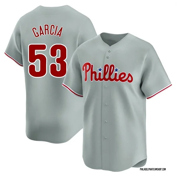 Mens Philadelphia Phillies #53 Adolis Garcia Nike Gray Road Vapor Limited Jersey