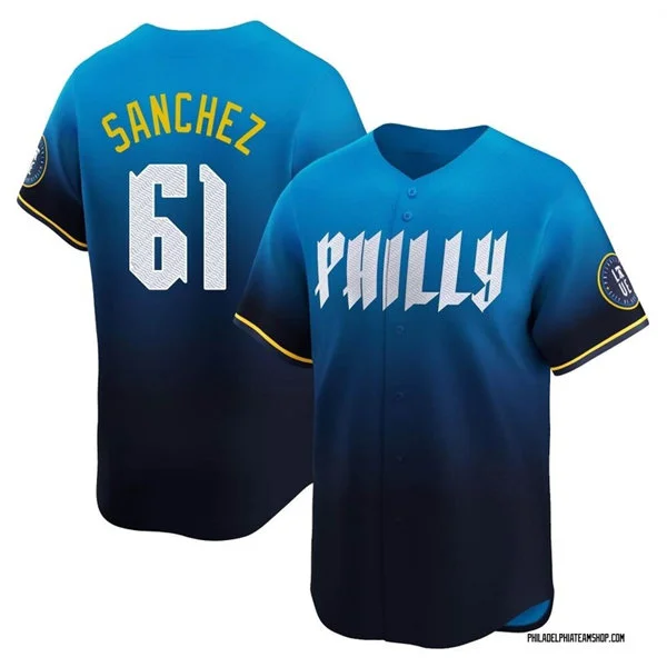 Mens Philadelphia Phillies #61 Cristopher Sanchez Nike Blue City Connect Limited Jersey