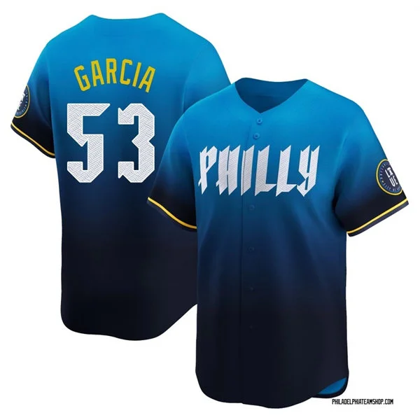 Mens Philadelphia Phillies #53 Adolis Garcia Nike Blue City Connect Limited Jersey