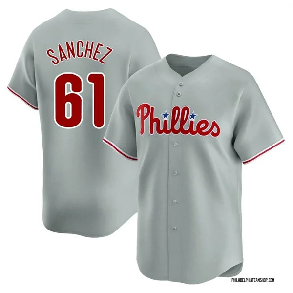 Mens Philadelphia Phillies #61 Cristopher Sanchez Nike Gray Road Vapor Limited Jersey