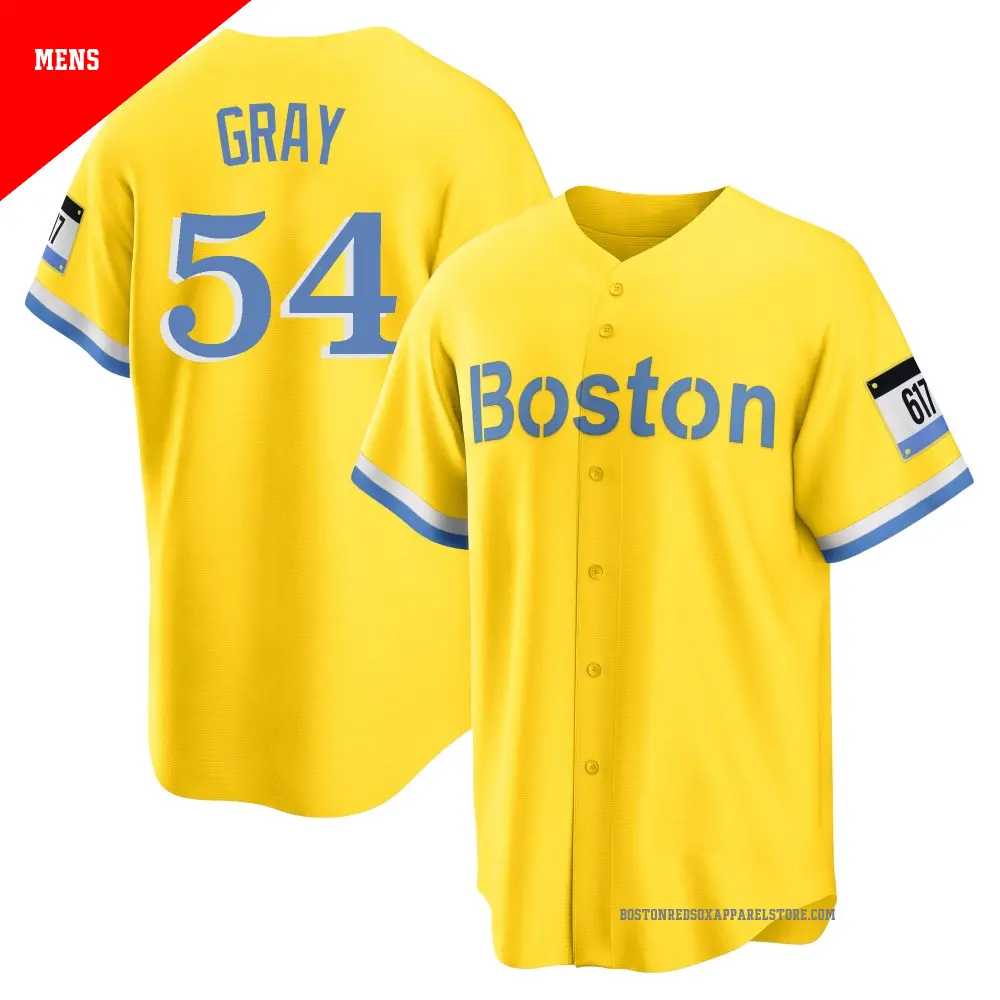 Men's Boston Red Sox #54 Sonny Gray Yellow with Name City Connect Limted Jersey