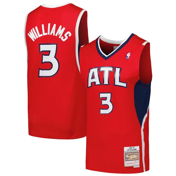 Mens Atlanta Hawks #3 Lou Williams Red 2013-14 Hardwood Classics Swingman Jersey
