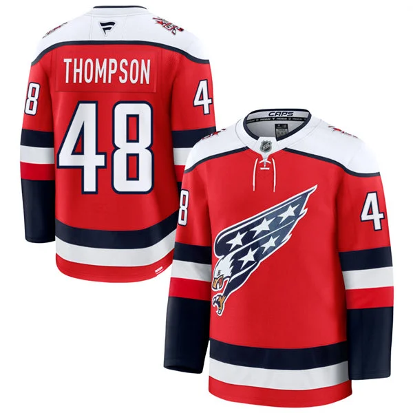 Men's Washington Capitals #48 Logan Thompson Red Screaming Eagle Alternate Premium Jersey