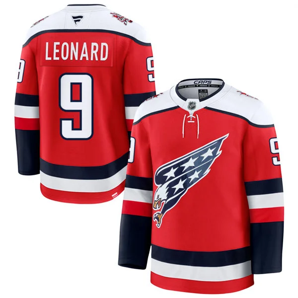 Men's Washington Capitals #9 Ryan Leonard Red Screaming Eagle Alternate Premium Jersey