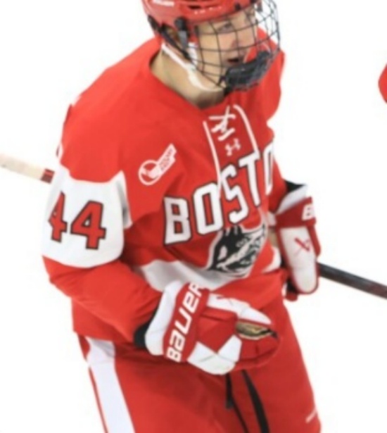 Boston University Terriers #44 Cole Hutson  Scarlet Mascot Retro  Hockey Jersey