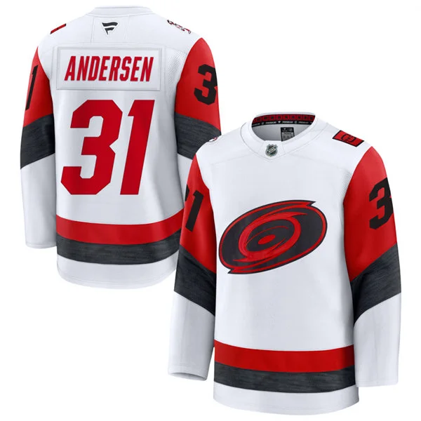 Men's Carolina Hurricanes #31 Frederik Andersen Fanatics 2025 White Away Premium Jersey