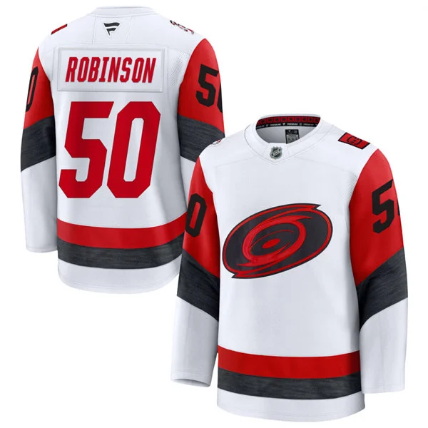 Men's Carolina Hurricanes #50 Eric Robinson Fanatics 2025 White Away Premium Jersey
