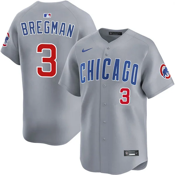 Mens Chicago Cubs #3 Alex Bregman Nike Gray Road Limited Player Jersey