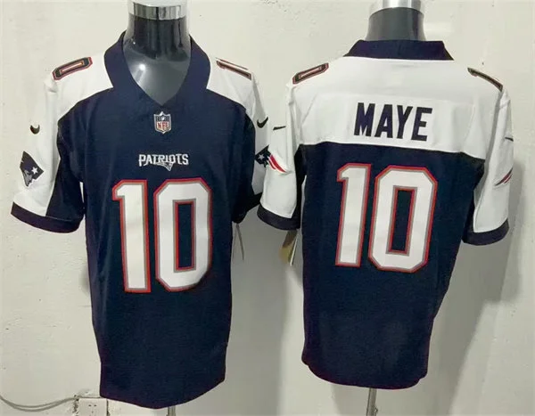Mens New England Patriots #10 Drake Maye Navy White Gratitude F.U.S.E. Limited Jersey