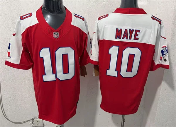Mens New England Patriots #10 Drake Maye Red White Gratitude F.U.S.E. Limited Jersey