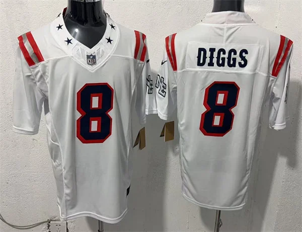 Mens New England Patriots #8 Stefon Diggs White Rivalries Replica F.U.S.E. Limited Jersey