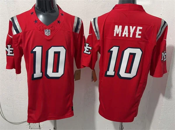 Mens New England Patriots #10 Drake Maye Red Rivalries Replica F.U.S.E. Limited Jersey 
