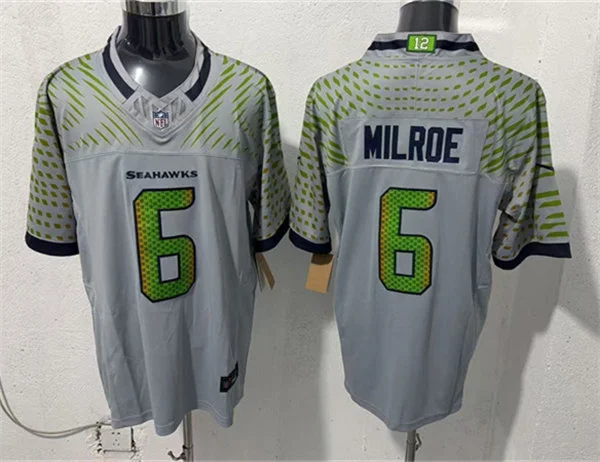 Men's Seattle Seahawks #6 Jalen Milroe Nike Vapor F.U.S.E. Limited Soundwaves Rivalry Series Jersey
